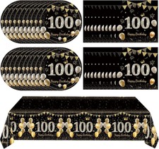 41Pcs 100th Birthday Decorations for Men Women, Black Gold 100 Year Old Birth...