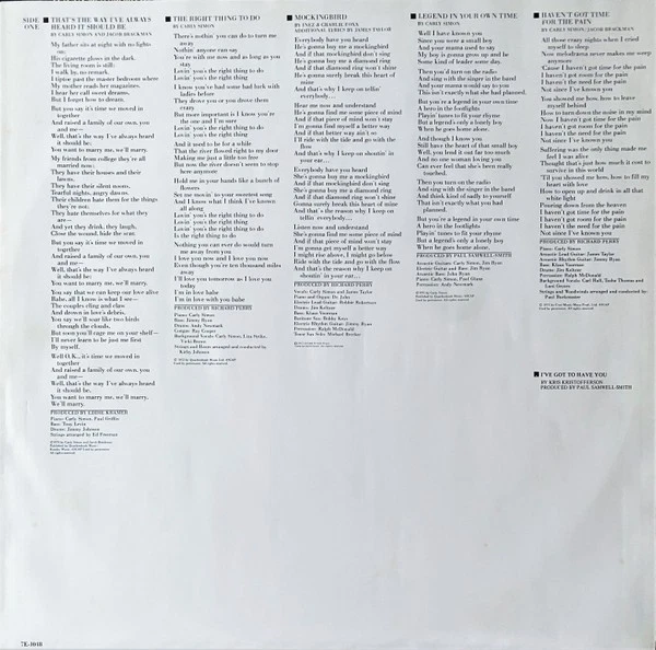 Carly Simon - The Best Of Carly Simon-1975 (VG+/[NM or M-) - "Vinyl Record" - Image 3 of 4