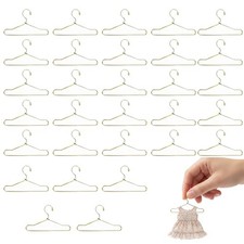 30-Pack Figurine Clothes Hangers, Mini Hangers for Miniature Wardrobe Organiz...