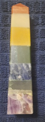 7 Chakra 4 Faceted Bonded Gemstone Tower 3.75'' Tall, 1'' Base,4.2 OZ. Approximate