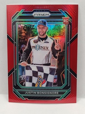 2023 Panini Prizm Nascar Red Justin Bonsignore Rookie Kenneth Massa Whelen Card
