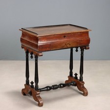 Tavolino da Lavoro Antico Pioppo Tinto Noce Italia Fine XIX Secolo Originale
