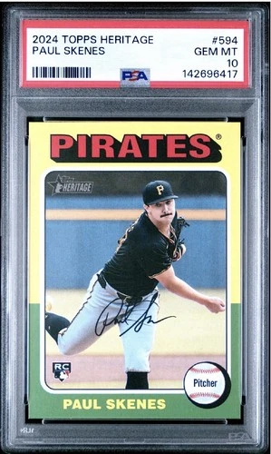 2024 Topps Heritage - Paul Skenes #594 - RC Rookie Pirates - PSA 10