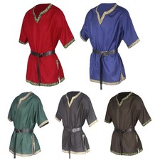 Men Tunic Top Medieval Renaissance Shirt Viking Norseman Saxon Cosplay Costume
