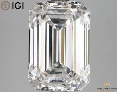 VS1 Clarity E Color CVD Lab Grown Diamond 3.50 CT Emerald Cut with IGI Certified
