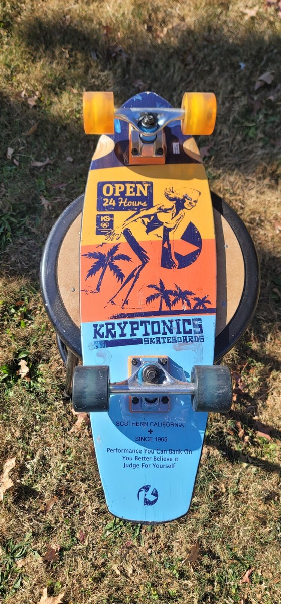 Kryptonics Complete Cruiser Skateboard Open 24 Hours Yellow Orange