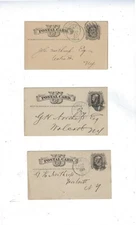 Three 1877-1879 UX5 Postal Cards, Oswego New York, Various Killers