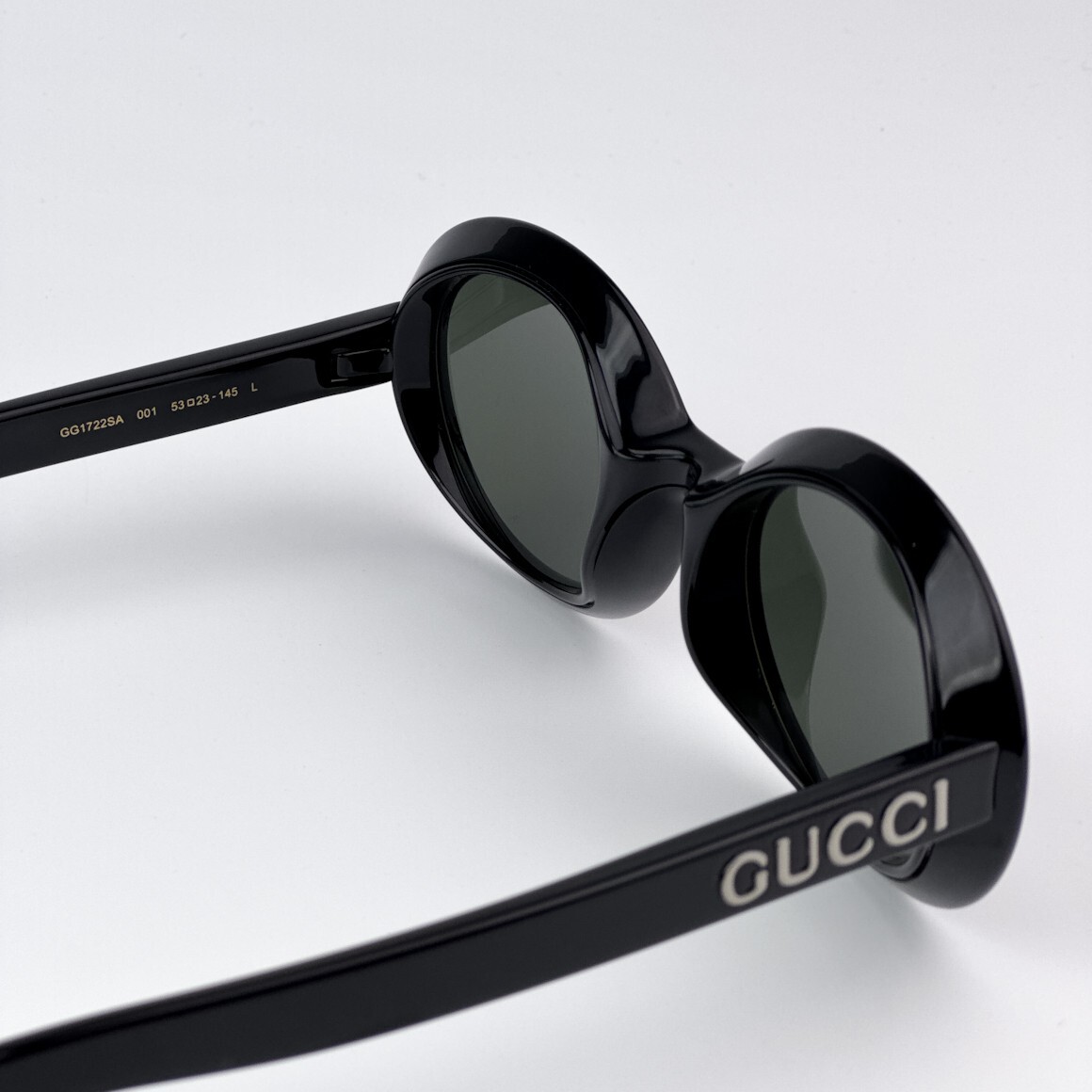 Gucci Women AUTHENTIC Sunglasses Shiny Black Grey Oval  display picture 1