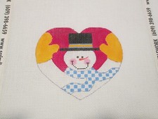 SNOWMAN HEART-HANDPAINTED NEEDLEPOINT CANVAS