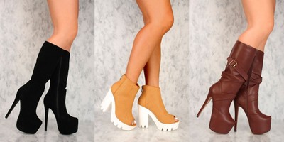 LOT BLACK CAMEL PEEP TOE CLEAR CHUNKY HEEL PERFORATED BOOTIES FAUX SUEDE LEATHER | eBay