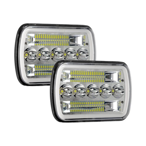 For Jeep Cherokee XJ 1984-2001 Pair 5x7 7x6 LED Headlights Sealed High/Low Beam - Picture 8 of 12