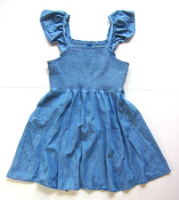 Old Navy 100% Cotton Blue Denim Jean Cap Sleeve Fit Flare Tank Sun Dress Large