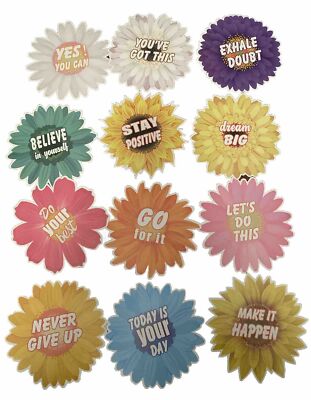 12 Pcs Flower Power Positive Bulletin Board Cutouts Classroom School Bedroom New