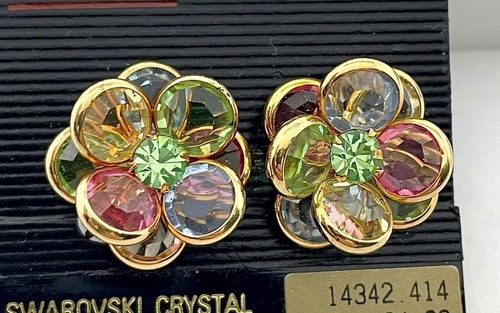 SAVVY By SWAROVSKI Multi-Color Crystal Clip On Earrings Original Card - Bild 3 von 7