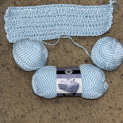 Loops & Threads T-Shirt Yarn Skein Popsicle Stripes Blue White 100 Yds 6mm 1+
