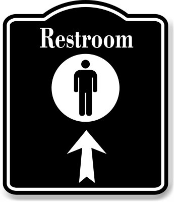 Restroom Men Up Arrow BLACK Aluminum Composite Sign