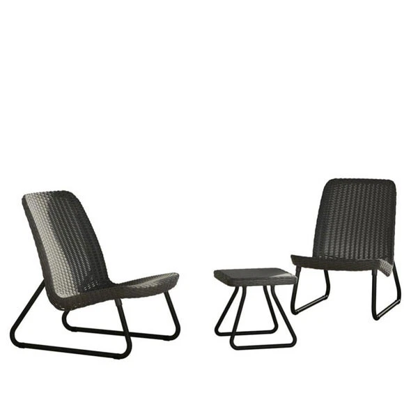 Set Tavolino e 2 Poltrone da Giardino effetto Rattan Keter Rio Patio grafite - Immagine 2 di 3