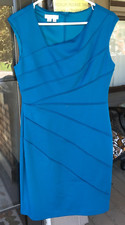 London Times sz 10 Womens Teal Sleeveless Sheath Dress Work Career Business 02