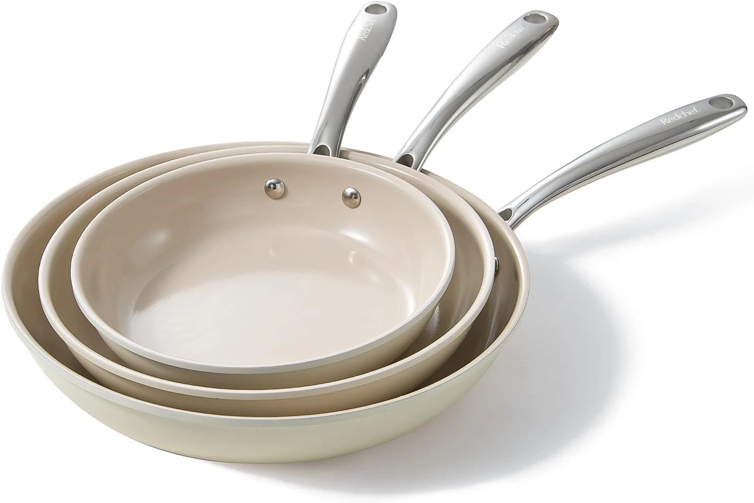 Ceramic Nonstick Frying Pan Set, 8", 9.5", 11" - Safe & Easy to Clean