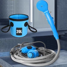 Portable DC12V Car Shower Simple Outdoor Electric Shower w/20L Water Bucket