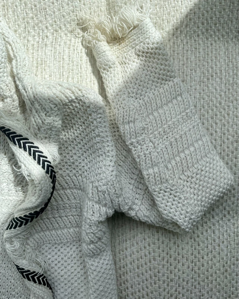 Genuine Kids by Oshkosh White Knit Boho Hoodie 2T Toddler Fringe - Image 3 of 4