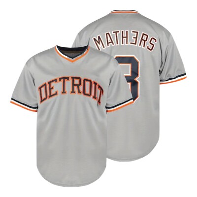 Detroit Eminem Slim Shady Marshall Mathers Baseball Jersey Shirt Gray 2XL XXL