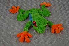 Goffa International Frog Plush Stuffed Animal Toy Green Orange Blue 9"