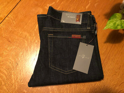 7 FOR ALL MANKIND BOOT CUT DARK WASH JEANS 24 X 33 NWT NICE!