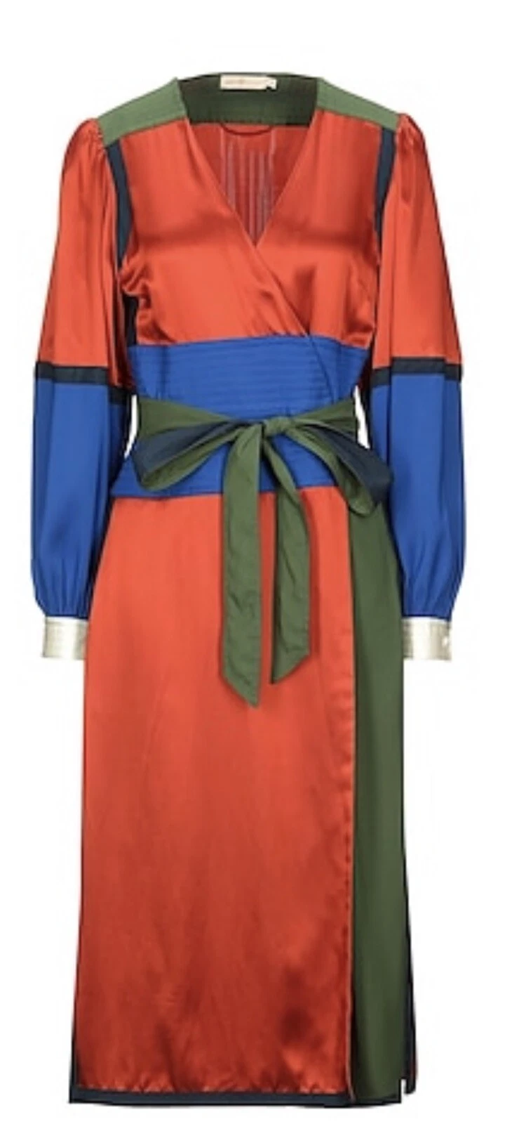 Abito avvolgente Tory Burch misto seta colorblock taglia 10