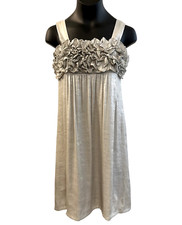 Paulinie Collection Empire Waist Ruffled Bodice Formal Dress Girls Sz 12 Silver