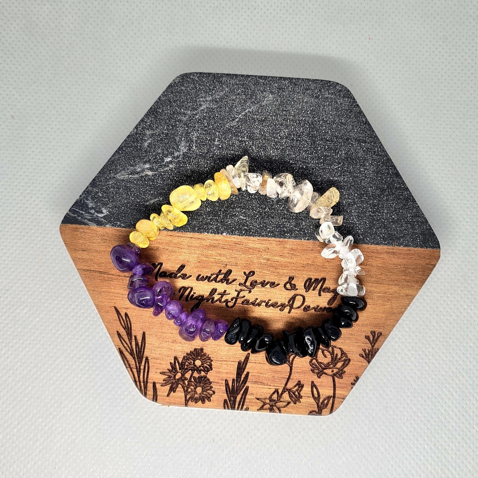 Clear Rutile Quartz Citrine Amethyst Protection and Health Bracelet-image