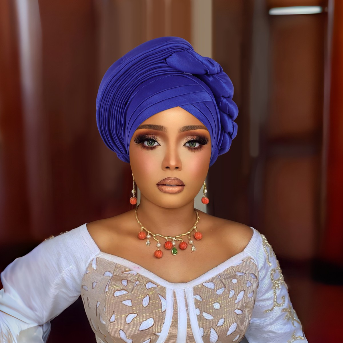 African Hat Women Aso Oke Headwear Headtie Nigeria Wedding 