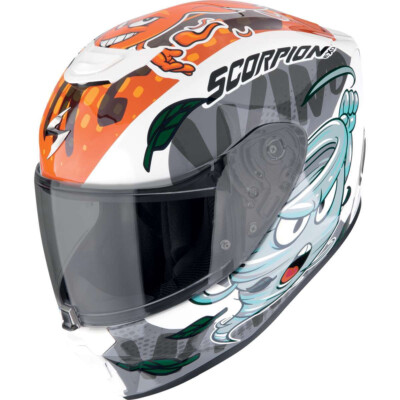 SCORPION EXO-JNR THE4ELEMENTS Weiss Blau Orange Kinder-Motorradhelm Gr. S 48/49