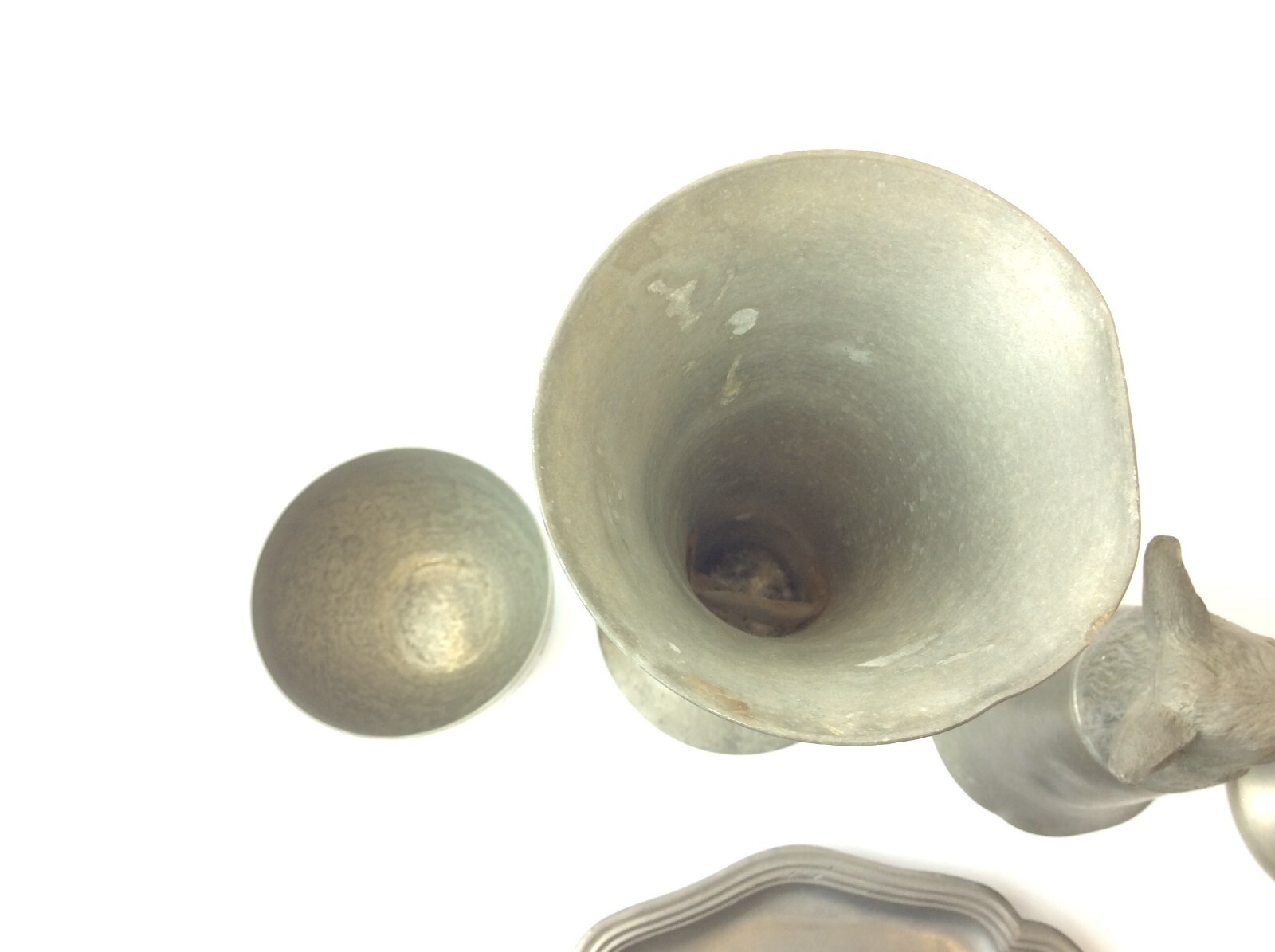 Pewter Hoka Fine Zin Pewter Jefferson Stieff Reproduction Wolf Cups Plate Gesch