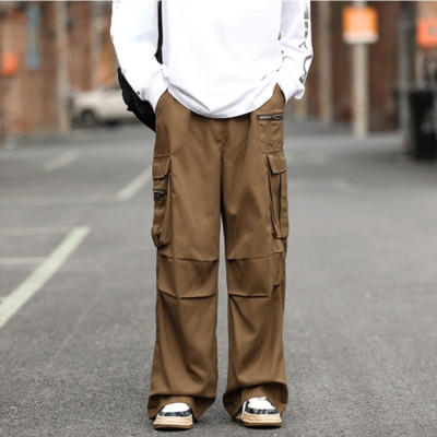 Herren Cargohose Retro Gerades Bein Hose Arbeit Hip Hop Lose Freizeit Streetwear
