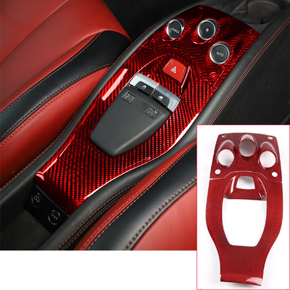 Red Carbon Fiber Central Control Gear Shift Panel Trim For Ferrari