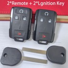 2 For 2015 2016 2017 2018 Chevy Silverado 1500 2500 Remote Fob +Transponder key