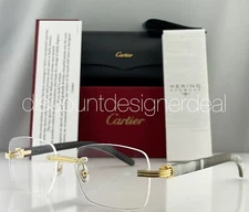 Cartier Rimless Eyeglasses CT0286O 003 White Buffalo Horn Yellow Gold Clear Lens