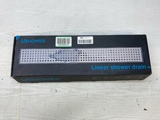 USHOWER 24-Inch Square Pattern Grate Linear Shower Drain 304 Stainless Steel U3E