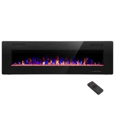 R.W.FLAME 60" Recessed and Wall Mounted Electric Fireplace, Low Noise, Fit for 2