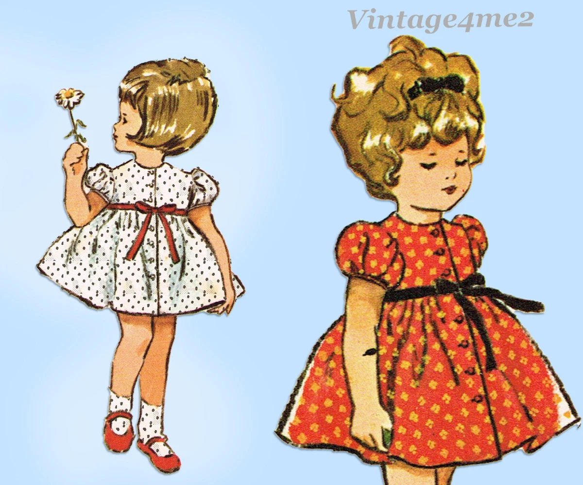 McCall s 7038 1960s Cute Tiny Toddler Girls Dress Size 2 Vintage Sewing Pattern