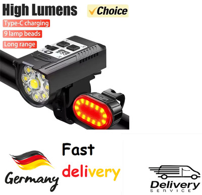 Fahrrad Frontlicht 9-LED wiederaufladbar wasserdicht ultraleicht Lenkerlampe