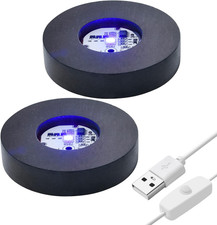 Wood LED Light Base for Acrylic, Resin, Crystal, Glass Art, 7 Color Cycle USB Cr