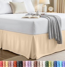 Queen Bed Skirt - Soft Quadruple Pleated Ruffle - Easy Fit with 16 Inch Tailo...