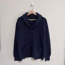 Polo Ralph Lauren Shawl Knit Boho Navy Blue Cardigan Preppy Size Large Mens