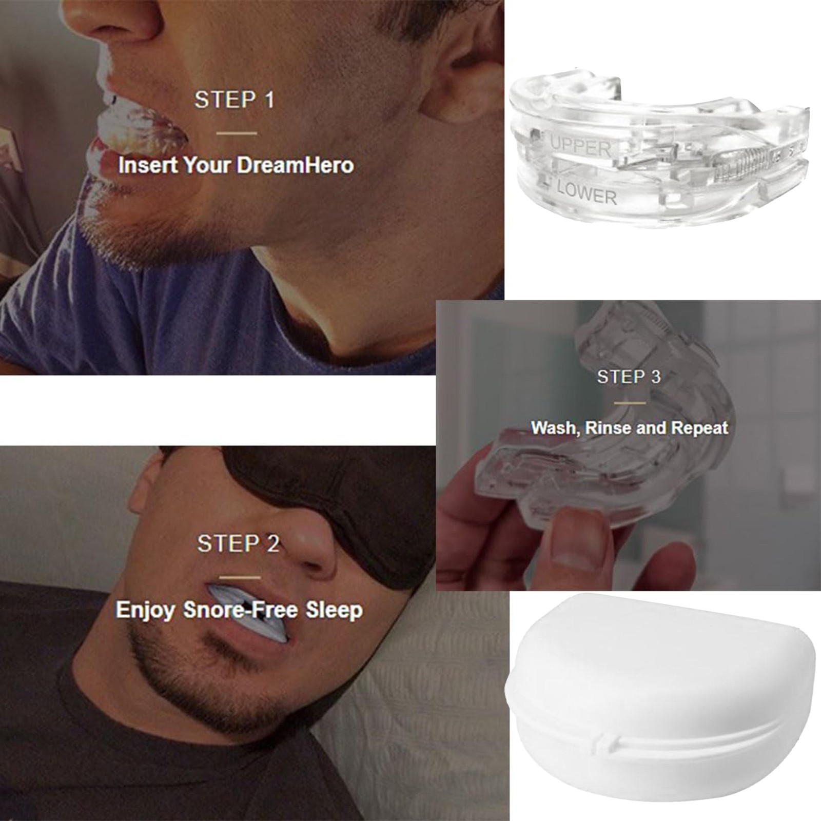 Anti Snoring Mouthpiece Sleep Apnea Guard Bruxism Anti Snore Pure Grind Aid Tray