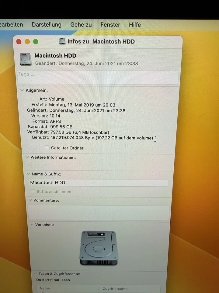 Apple iMac 21,5” Retina 4K (2017) i5 3,0GHz 8GB RAM 1TB HDD & 250GB SSD + OVP - Bild 3 von 4