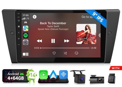 CAM+OBD+DVR+9''Android Auto 14 4+64 for BMW M3 E90 Car Radio HeadUnit CarPlay GPS