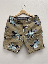 Men's Lands End Swim Trunks Board Short Mesh Pocket Brown Hawaiian Print size 31