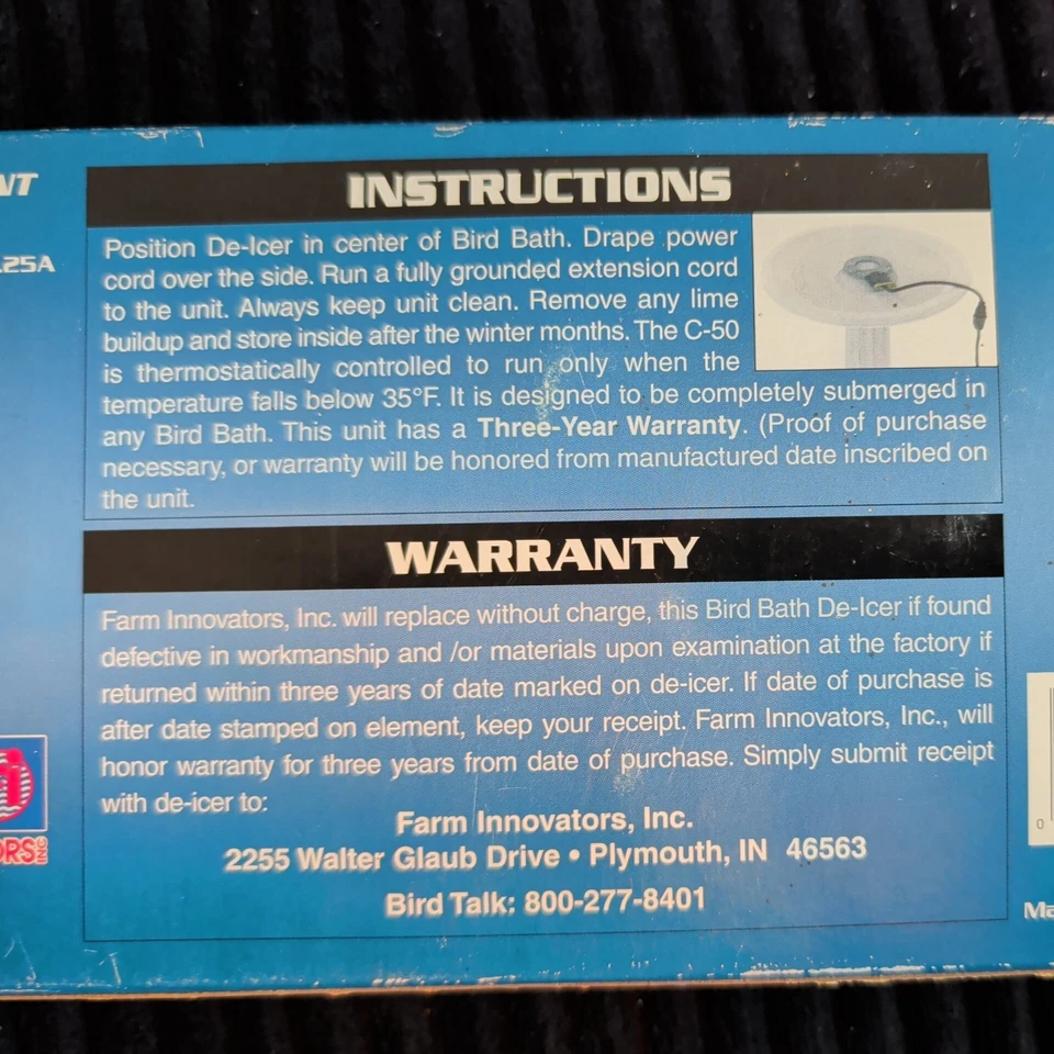 Farm Innovators Bird Bath De - Icer Modelo C-50 Submersível 150 Watt / NÃO TESTADO - Imagem 3 de 4